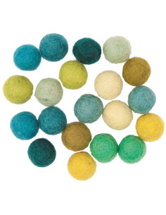 Felt balls - Mixed green