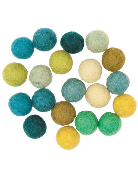 Felt balls - Mixed green