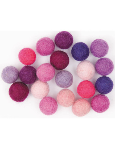 Felt balls - Mixed pink and purple