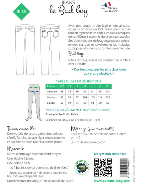Bad Boy Jeans Pattern - Les BG
