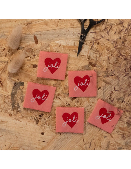 Set of 5 woven labels - Pretty Heart