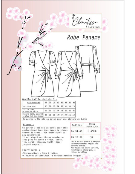 Paname Dress Pattern - Clématisse Pattern