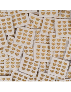 Set of 5 woven labels - Golden hearts