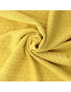 Cable knit sweatshirt fabric - Straw yellow