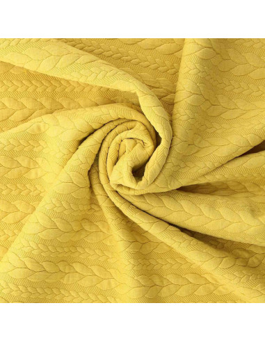 Cable knit sweatshirt fabric - Straw yellow