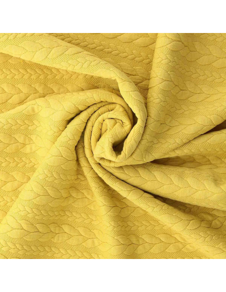 Cable knit sweatshirt fabric - Straw yellow