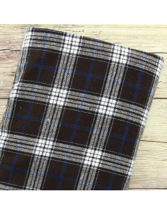 Scottish tartan flannel fabric - Brown, blue, and white