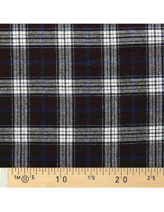 Scottish tartan flannel fabric - Brown, blue, and white 2