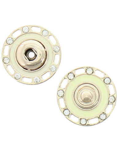 Snap button with rhinestones - Gold and ivory