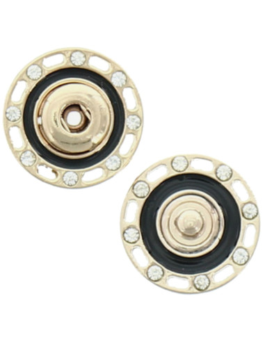 Snap button with rhinestones - Gold and black