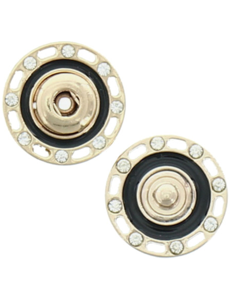 Snap button with rhinestones - Gold and black