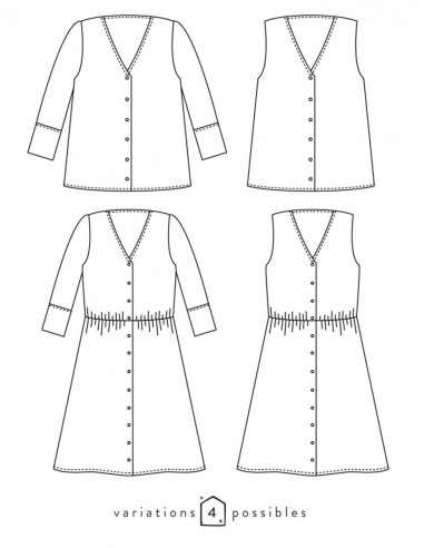 Anaé blouse or dress pattern - Atelier Scämmit