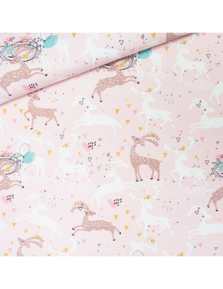 Premium cotton fabric - Deer on pink background