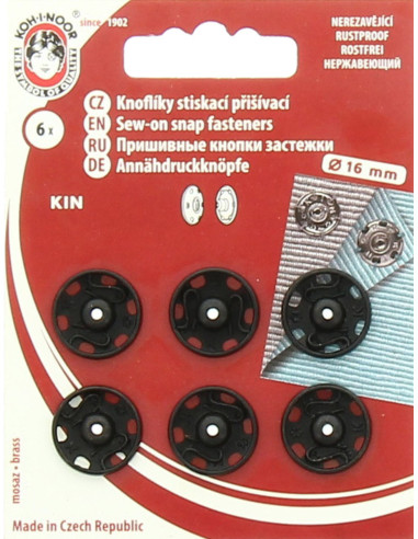 16 mm Metal Snap Fasteners - Black