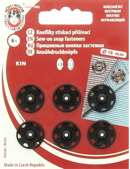 16 mm Metal Snap Fasteners - Black
