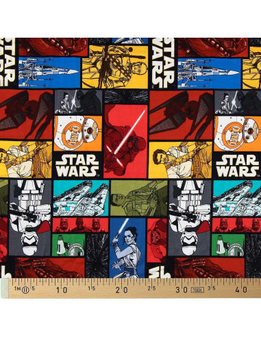 Star Wars Jersey Fabric - Colorful Characters