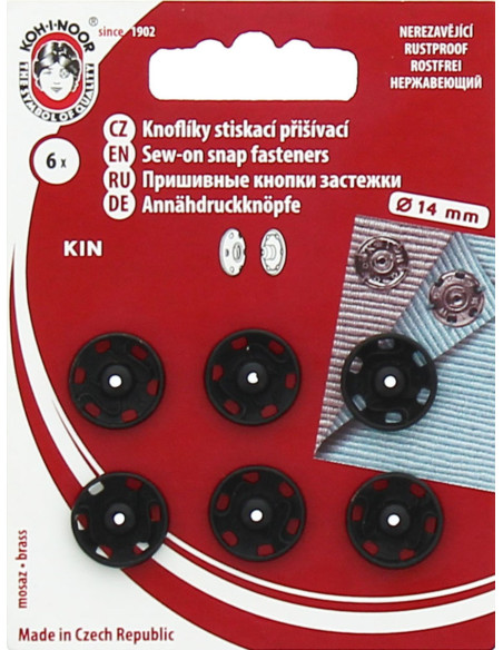 14 mm Metal Snap Fasteners - Black