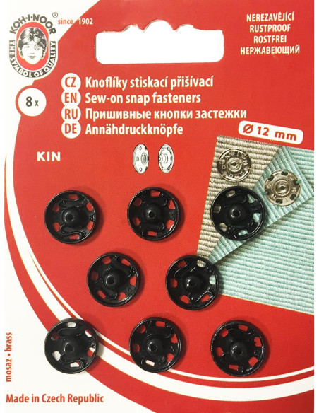 12 mm metal snap fasteners - Black