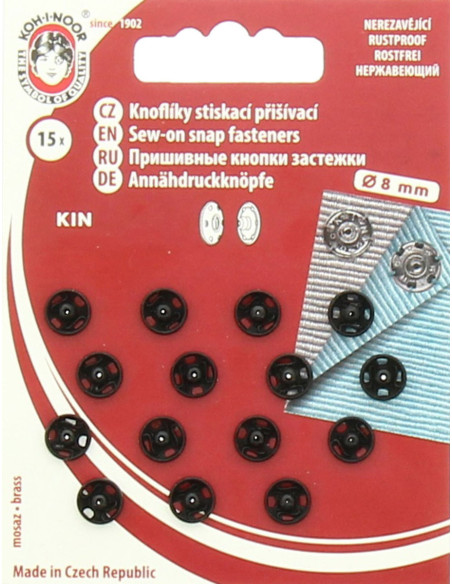 8 mm Metal Snap Fasteners - Black