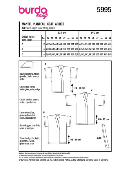 Coat pattern - Burda 5995
