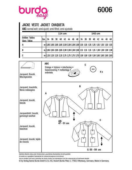 Jacket pattern - Burda 6006