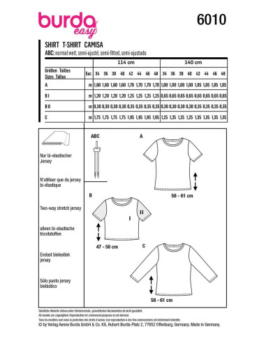 T-shirt Pattern - Burda 6010