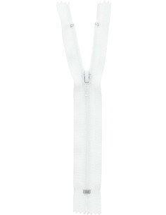 Non-separable knit zipper - White