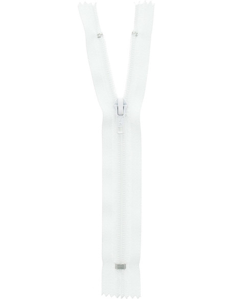 Non-separable knit zipper - White