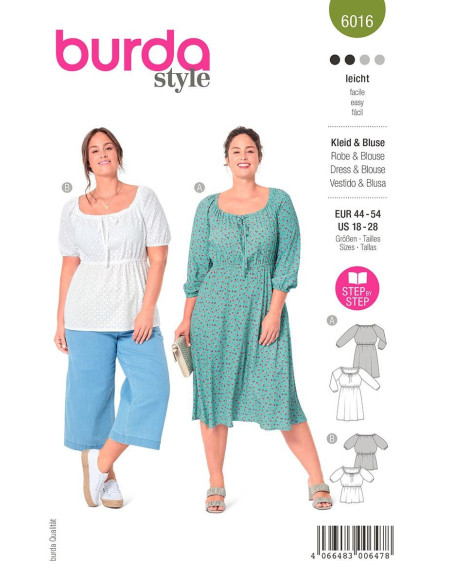 Dress and blouse pattern - Burda 6016