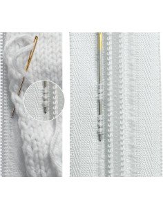 Non-separable knit zipper - White 2