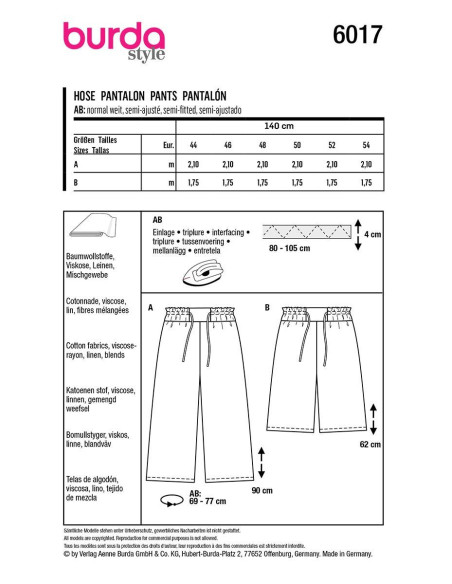 Pants pattern - Burda 6017