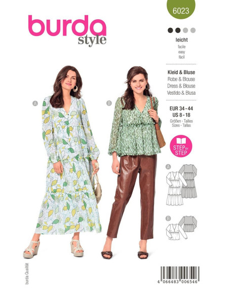 Dress and blouse pattern - Burda 6023