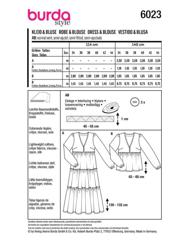 Dress and blouse pattern - Burda 6023