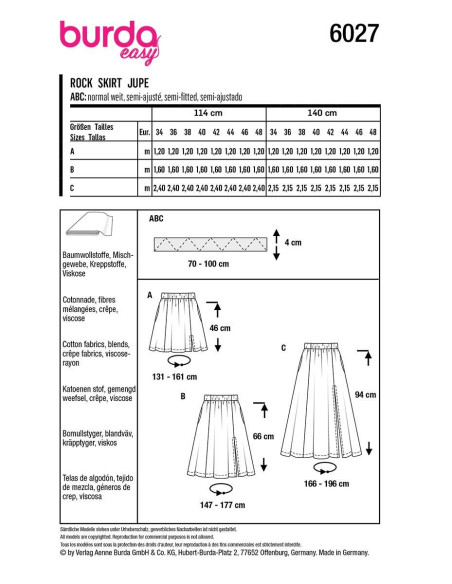 Skirt pattern - Burda 6027