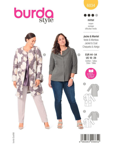 Jacket and Coat Pattern - Burda 6034