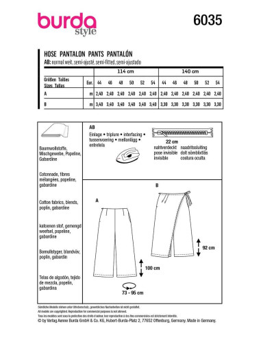 Pants pattern - Burda 6035