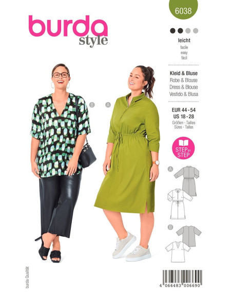Dress and blouse pattern - Burda 6038
