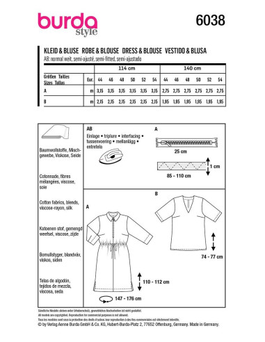 Dress and blouse pattern - Burda 6038