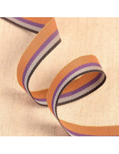 Striped twill ribbon - Orange and purple