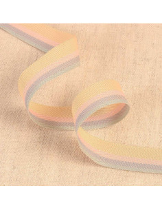 Striped twill ribbon - Ecru