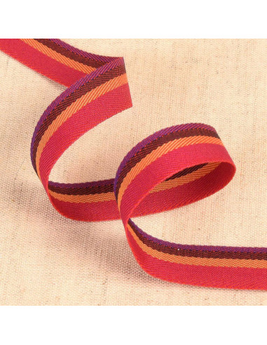 Striped twill ribbon - Bordeaux