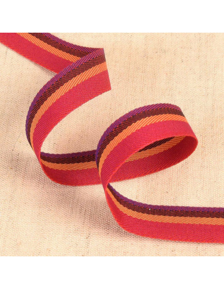 Striped twill ribbon - Bordeaux