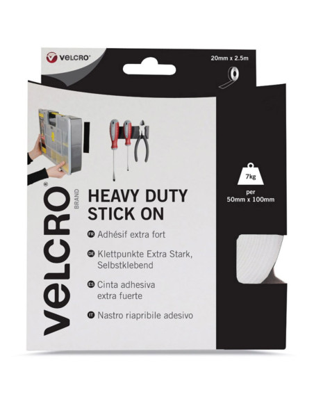VELCRO® Brand Extreme Fasteners Adhesive Hook and Loop Tape 50mm x 2.5M White
