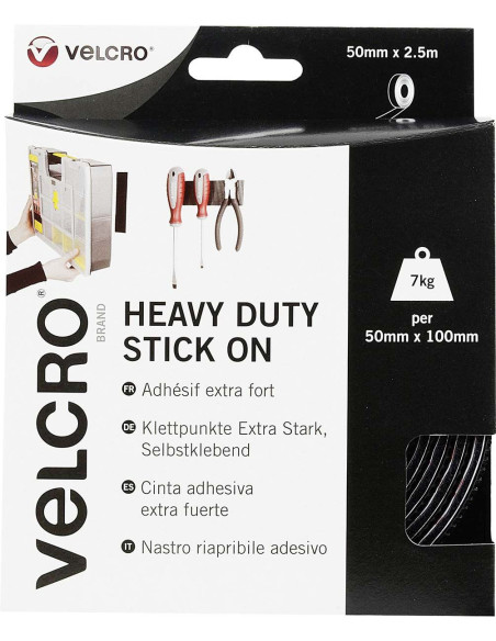 VELCRO® Brand Extreme Adhesive Hook and Loop Tape 50mm x 2.5M Black