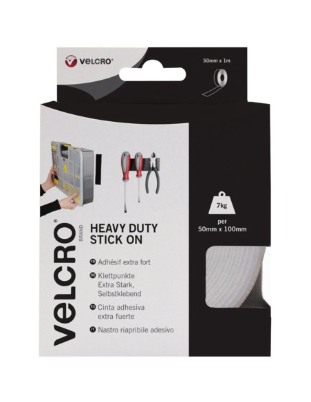 VELCRO® Brand Extreme Adhesive Hook and Loop Tape 50mm x 1M White
