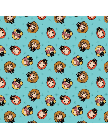 Cotton fabric - Harry Potter kawaii girl blue