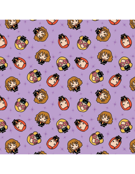 Cotton fabric - Harry Potter kawaii girl lilac