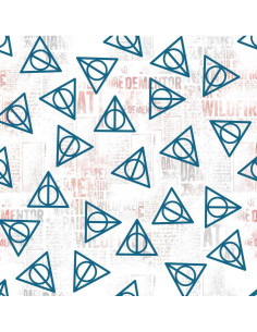 Cotton fabric - Harry Potter Deathly Hallows white and blue