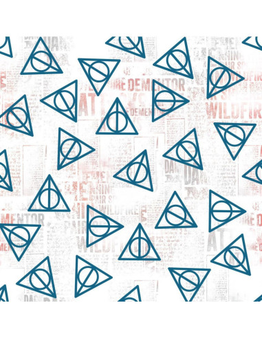 Cotton fabric - Harry Potter Deathly Hallows white and blue