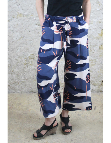 Solis blue viscose crepe fabric - Églantine & Zoé